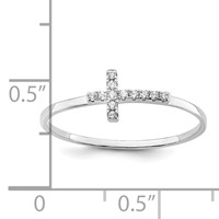 Sterling Silver Rhodium-plated CZ Side Cross Polished Ring view 5