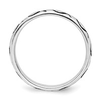 Sterling Silver Rhodium-plated Polished Antiqued Ichthus Ring view 2