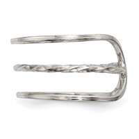Sterling Silver Polished Twisted Bar Center Adjustable Cuff Ring view 3