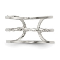 Sterling Silver Polished Twisted Bar Center Adjustable Cuff Ring view 4