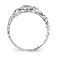 Sterling Silver Rhodium-plated Polished & Textured Circles Ring view 2