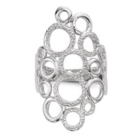 Sterling Silver Rhodium-plated Polished & Textured Circles Ring view 4