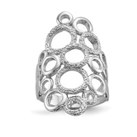 Sterling Silver Rhodium-plated Polished & Textured Circles Ring view 1