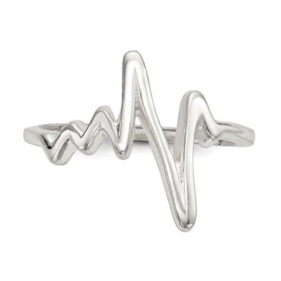 Sterling Silver Polished Fancy Heartbeat Ring
