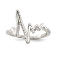 Sterling Silver Polished Fancy Heartbeat Ring view 1