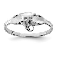 Sterling Silver Rhodium-plated Polished Elephant Ring view 1