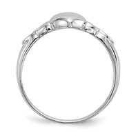 Sterling Silver Rhodium-plated Polished Claddagh Ring view 2