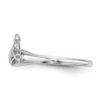 Sterling Silver Rhodium-plated Polished Claddagh Ring view 3
