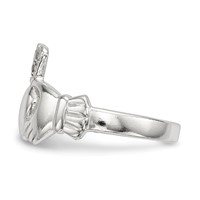 Sterling Silver Polished CZ Claddagh Ring view 3