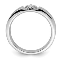 Sterling Silver Rhodium-plated Polished Fleur Dis Lis Band view 2