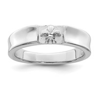 Sterling Silver Rhodium-plated Polished Fleur Dis Lis Band view 1