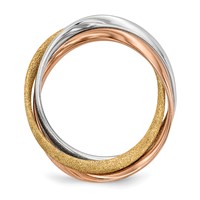 Sterling Silver Rhodium Gold & Rose Gold-tone Intertwined Ring view 2