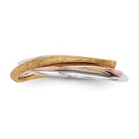 Sterling Silver Rhodium Gold & Rose Gold-tone Intertwined Ring view 3