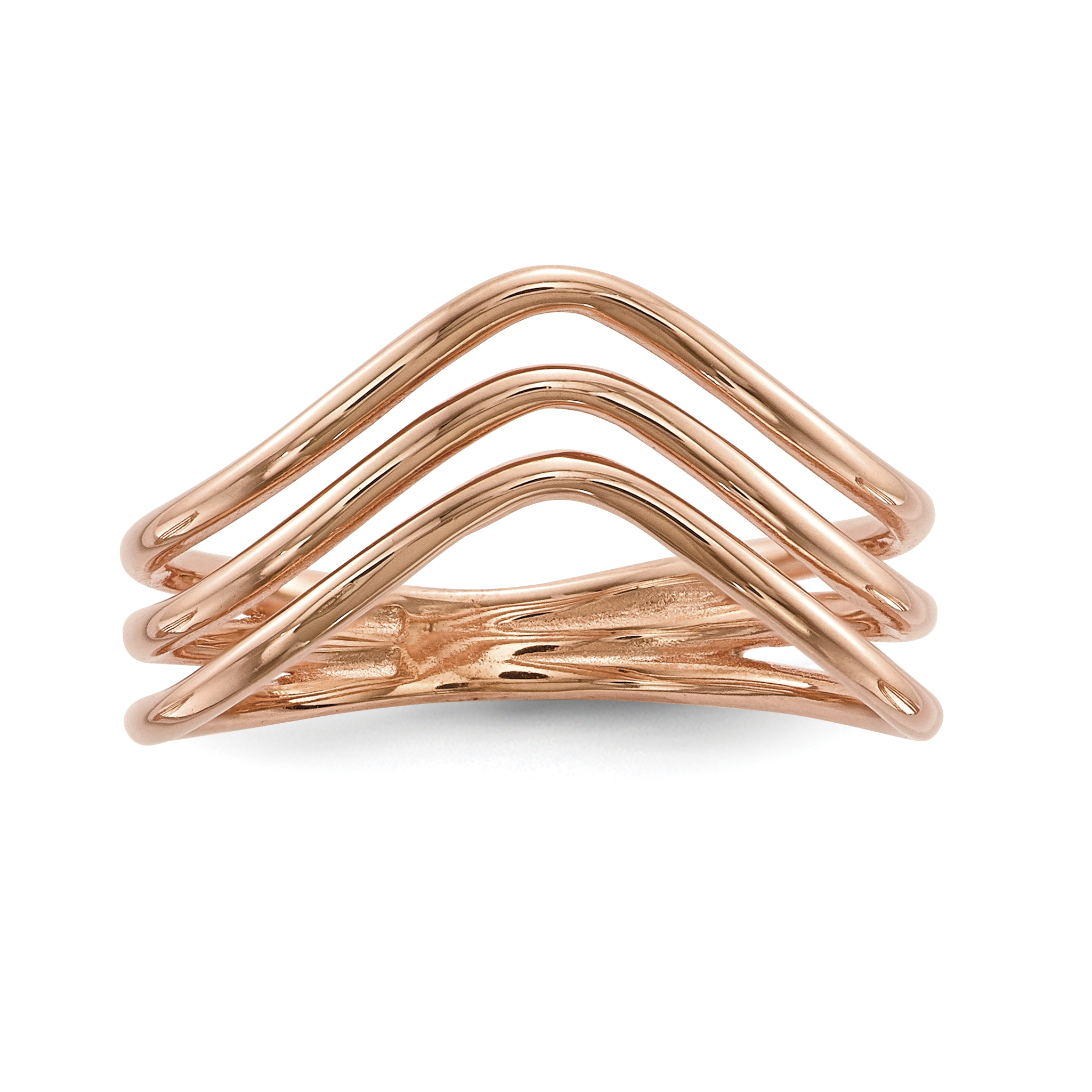 Sterling Silver Rose-tone 3-band Ring (QR6608-6)