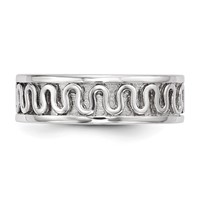 Sterling Silver Rhodium-plated Polished Fancy Ribbon Band view 3