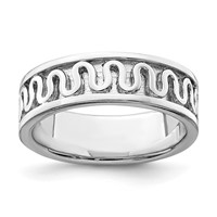 Sterling Silver Rhodium-plated Polished Fancy Ribbon Band view 1