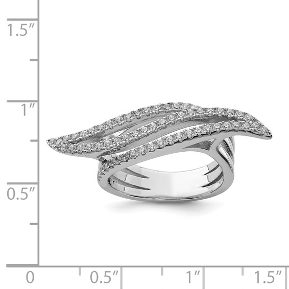 Pure Fire Sterling Silver Rhodium-plated CZ Ring