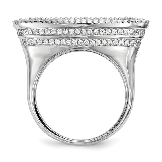 Pure Fire Sterling Silver Rhod-plated CZ Ring