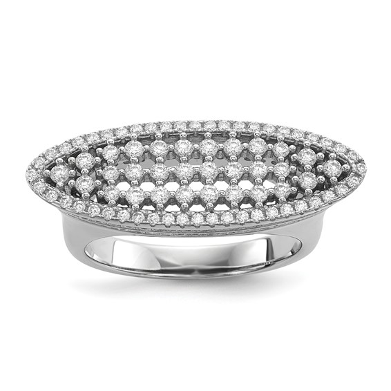 Pure Fire Sterling Silver Rhod-plated CZ Ring