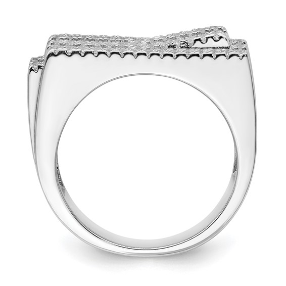 Pure Fire Sterling Silver Rhod-plated CZ Ring
