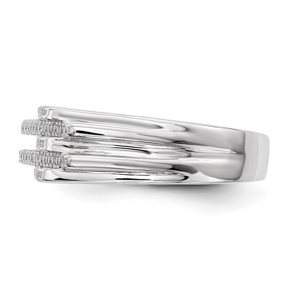 Pure Fire Sterling Silver Rhod-plated CZ Ring