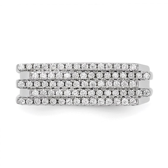 Pure Fire Sterling Silver Rhod-plated CZ Ring