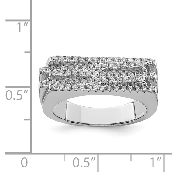 Pure Fire Sterling Silver Rhod-plated CZ Ring