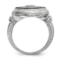 Sterling Silver Rhodium-plated Black and White CZ Evil Eye Ring view 2