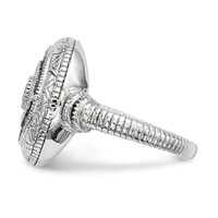 Sterling Silver Rhodium-plated Black and White CZ Evil Eye Ring view 3