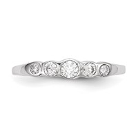 Sterling Silver Rhodium-plated 5-stone Bezel Set CZ Ring view 4