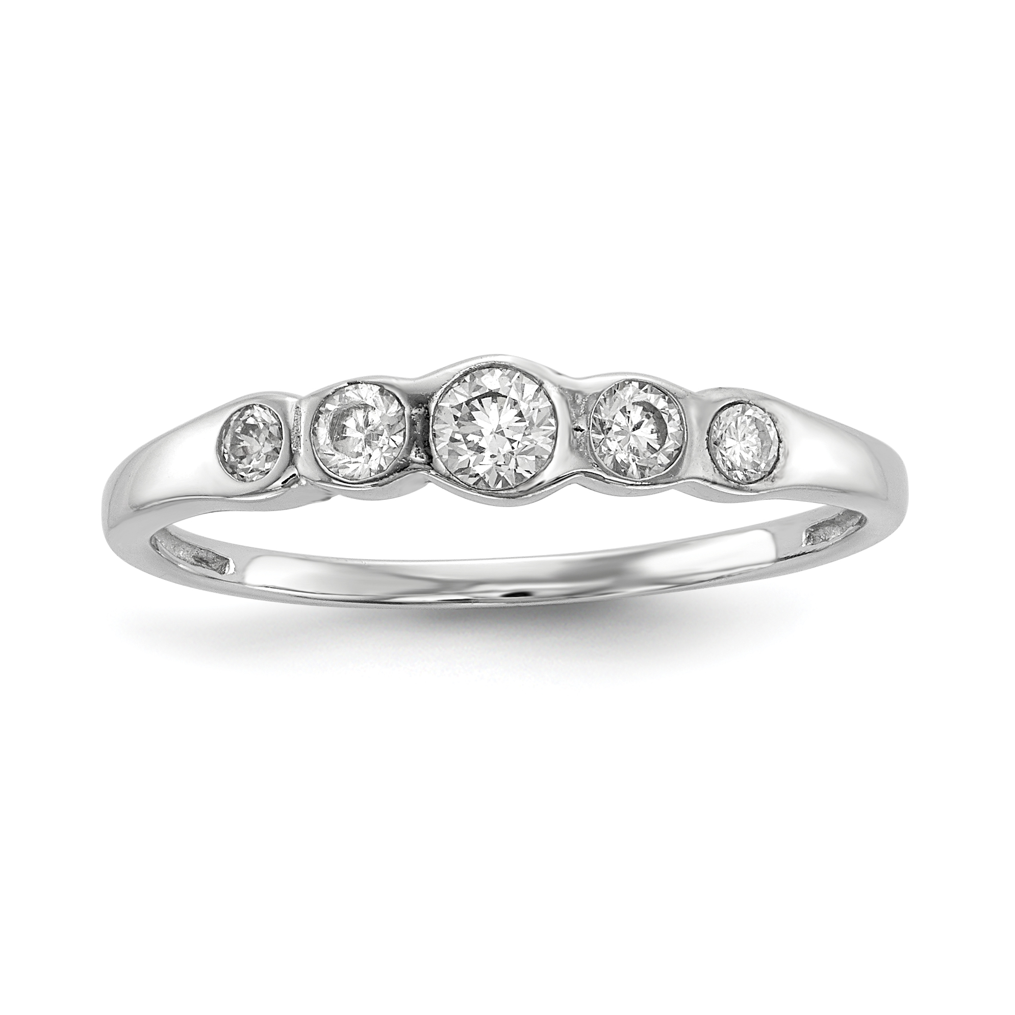 Sterling Silver Rhodium-plated 5-stone Bezel Set CZ Ring (QR6626-6)