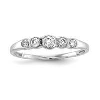 Sterling Silver Rhodium-plated 5-stone Bezel Set CZ Ring view 1