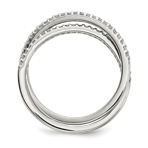 Sterling Silver CZ Intertwined Rings