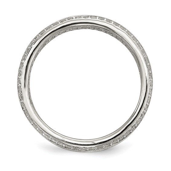 Sterling Silver Rhodium-plated Baguette & Round CZ Eternity Ring