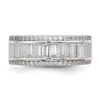 Sterling Silver Rhodium-plated Baguette & Round CZ Eternity Ring view 3