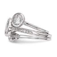 Sterling Silver Rhodium-plated CZ 3-Ring Set view 3