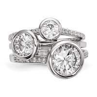 Sterling Silver Rhodium-plated CZ 3-Ring Set view 4