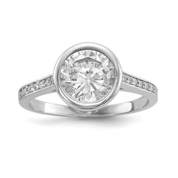 Sterling Silver Rhodium-plated CZ 3-Ring Set