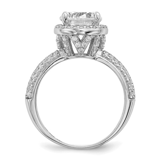 Sterling Silver Rhodium-plated CZ Pavé Ring