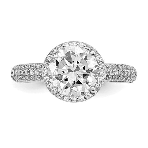 Sterling Silver Rhodium-plated CZ Pavé Ring