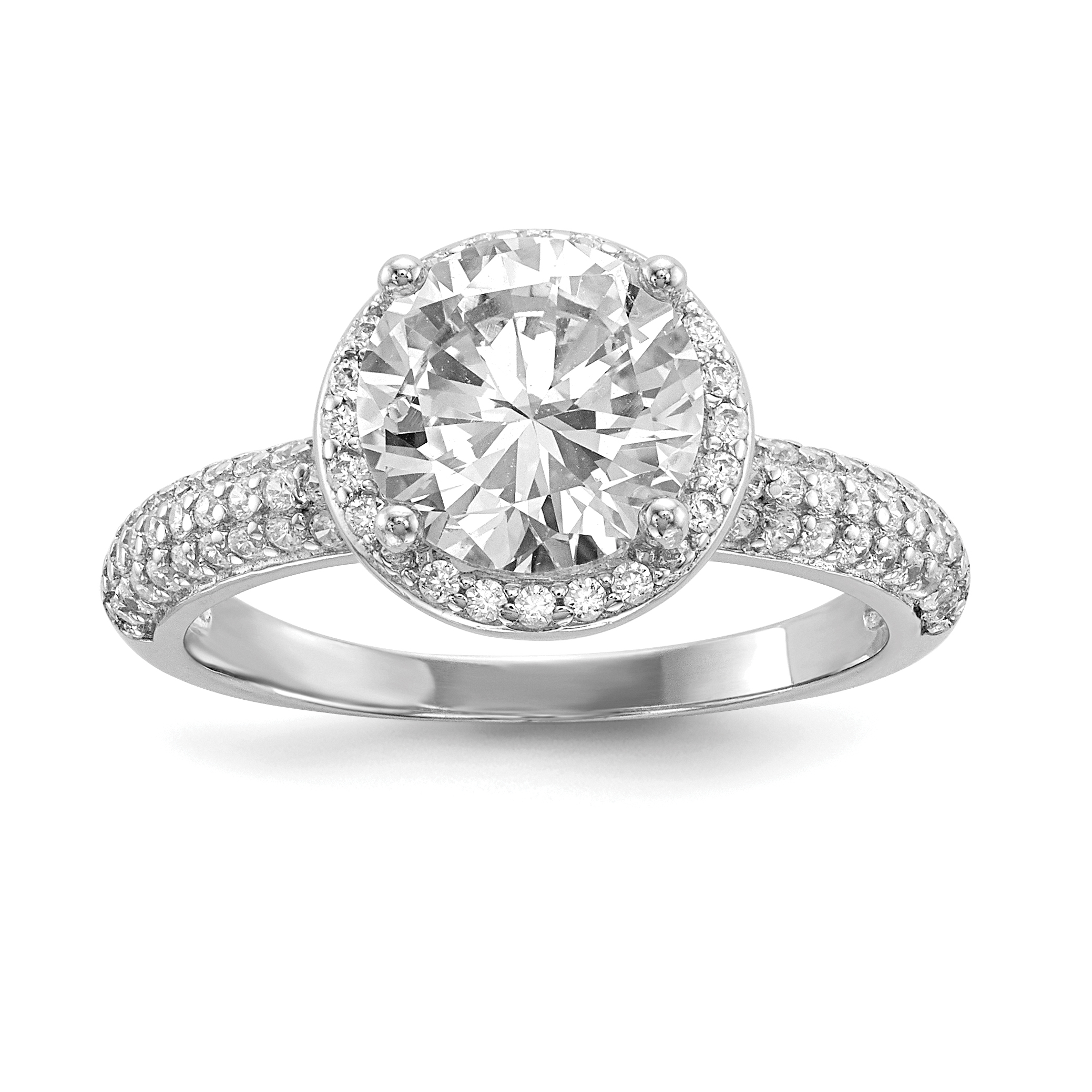 Sterling Silver Rhodium-plated CZ PavÃ© Ring (QR6633-6)