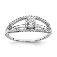 Sterling Silver Rhodium-plated CZ Ring view 1