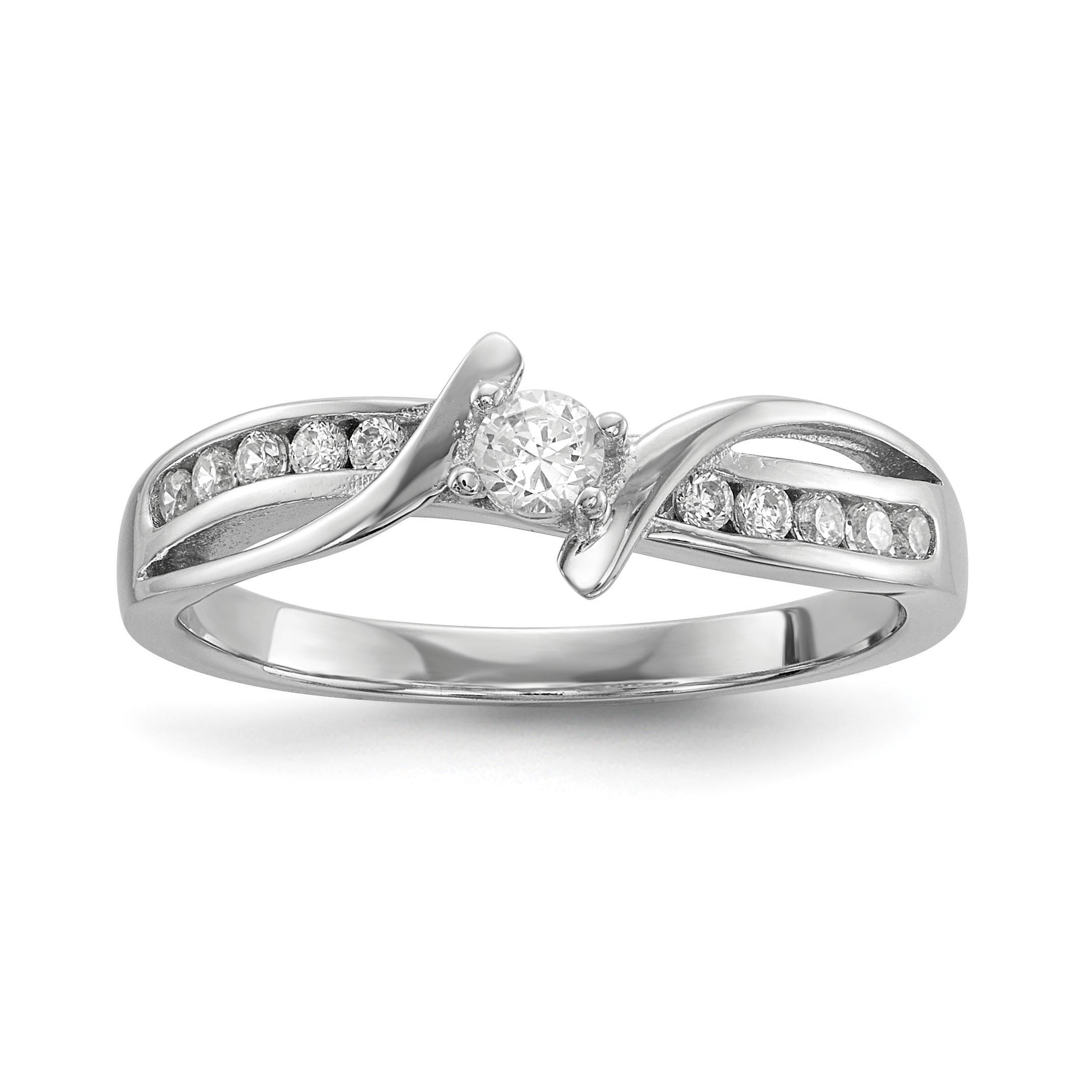 Sterling Silver Rhodium-plated CZ Ring (QR6635-6)