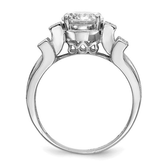 Sterling Silver Rhodium-plated CZ Tiered Pavé Ring