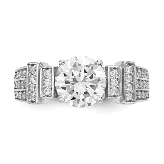 Sterling Silver Rhodium-plated CZ Tiered Pavé Ring