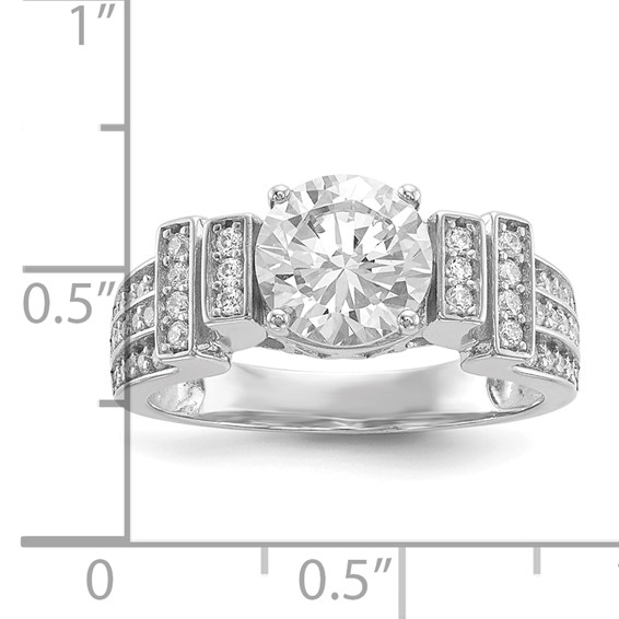 Sterling Silver Rhodium-plated CZ Tiered Pavé Ring