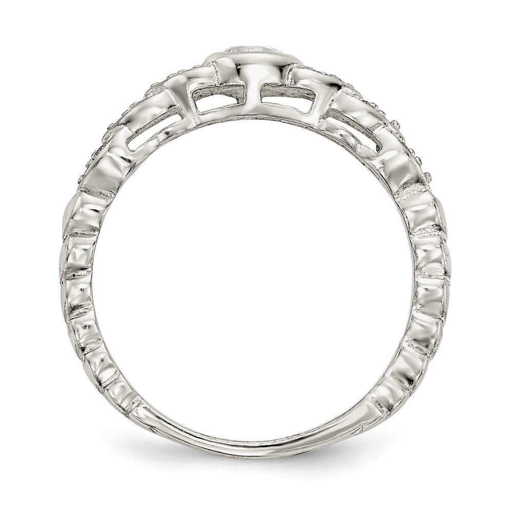 Sterling Silver Polished CZ Fancy Ring (QR6638-7)