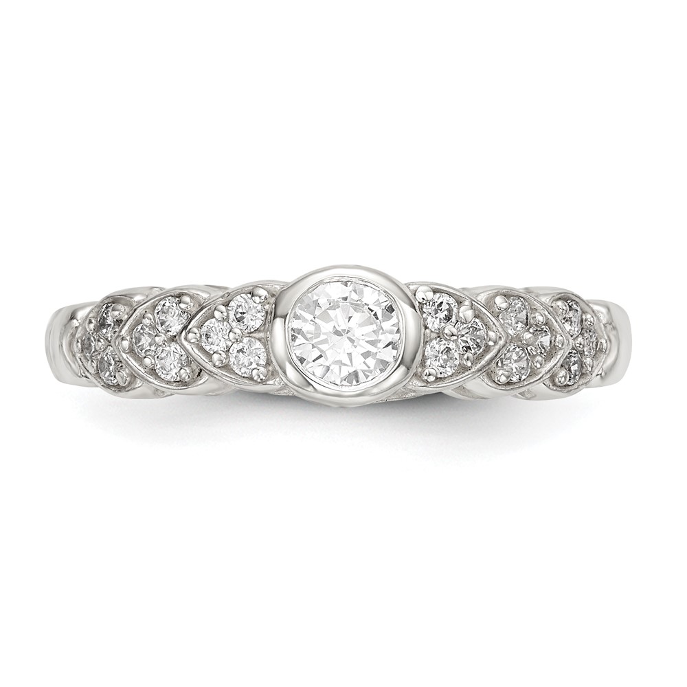 Sterling Silver Polished CZ Fancy Ring (QR6638-7)
