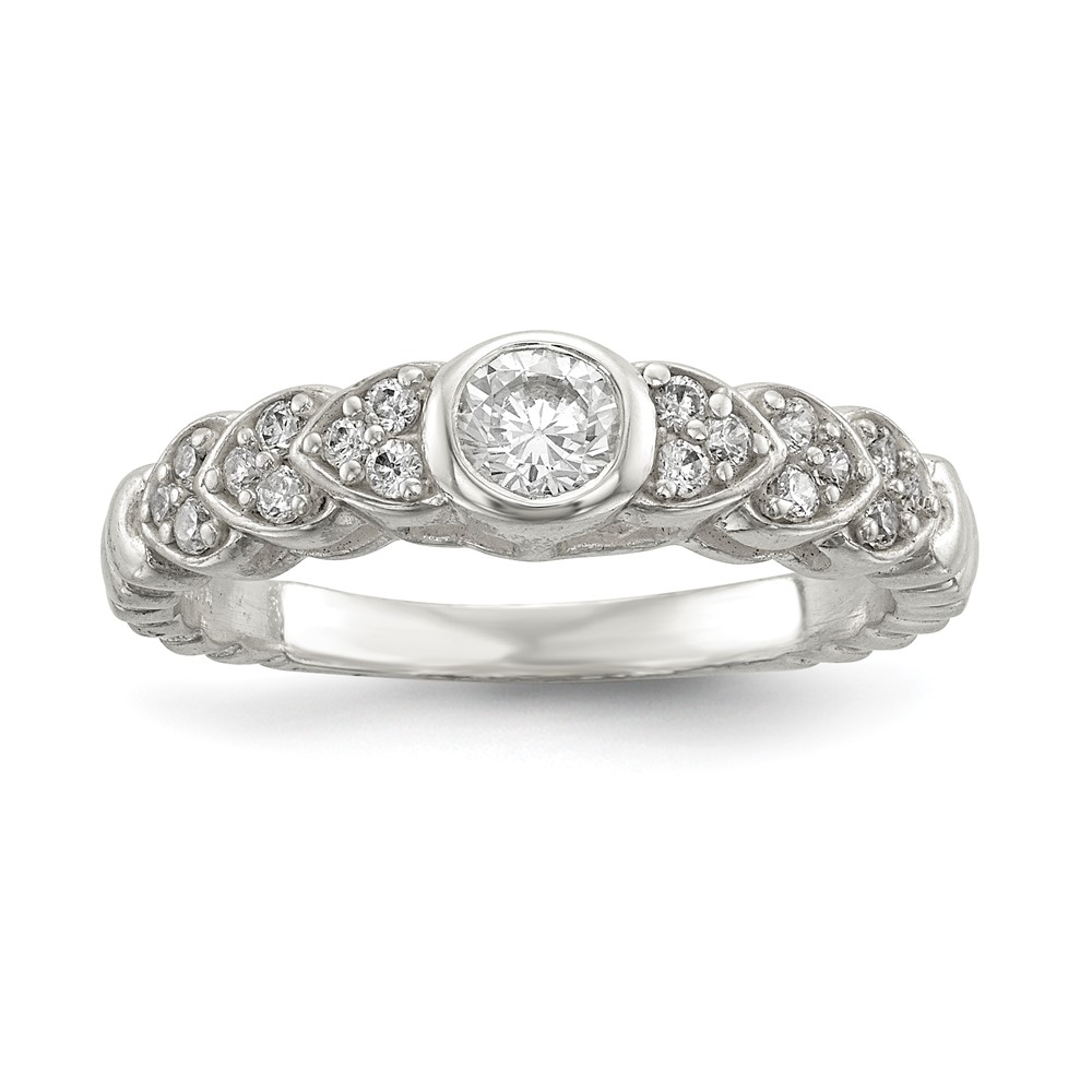Sterling Silver Polished CZ Fancy Ring (QR6638-7)