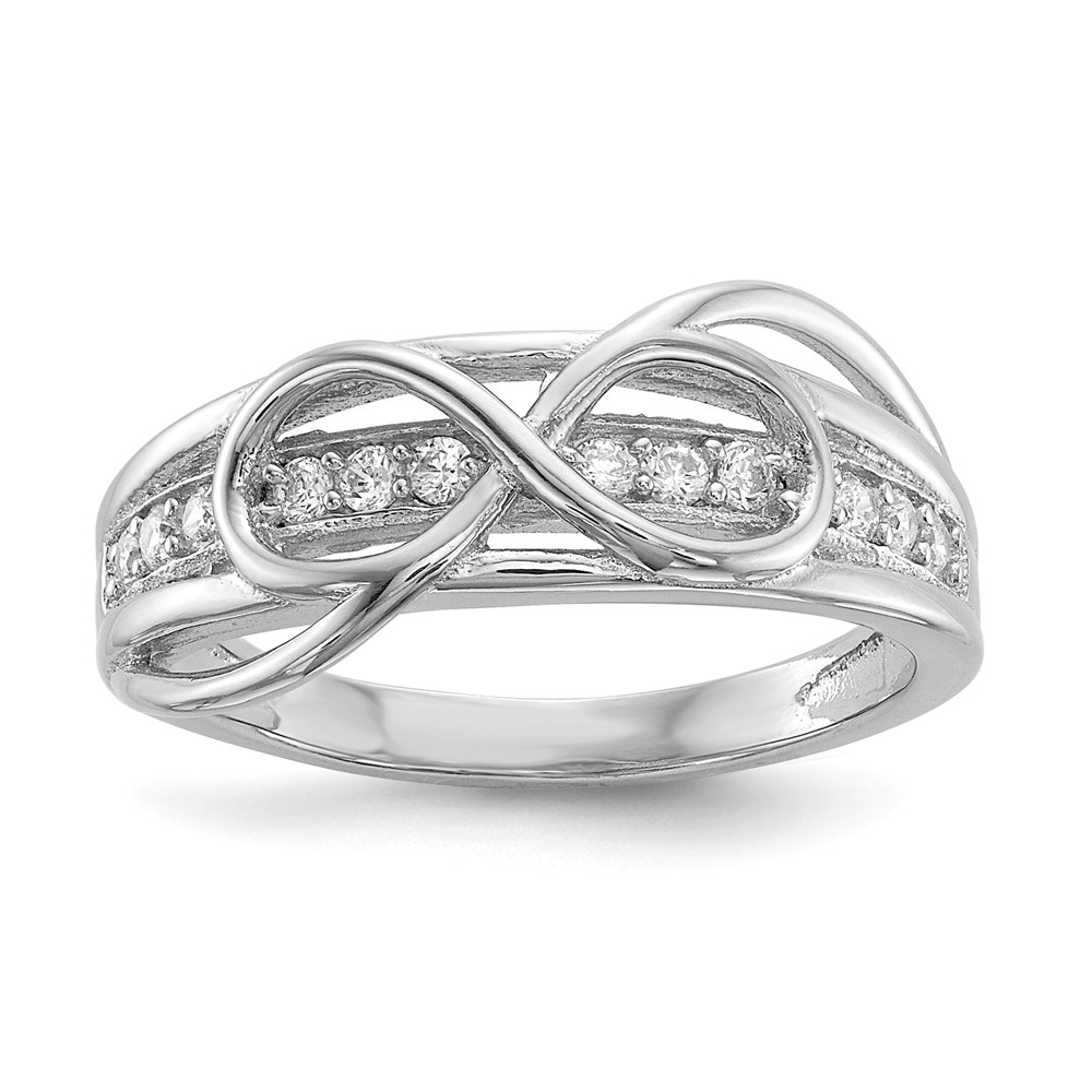 Sterling Silver Rhodium-plated CZ Infinity Ring